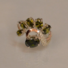 Срібна каблучка з золотими вставками