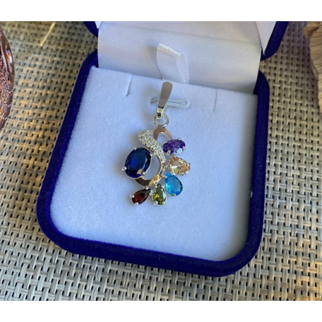 Серебряная подвеска с золотими вставками