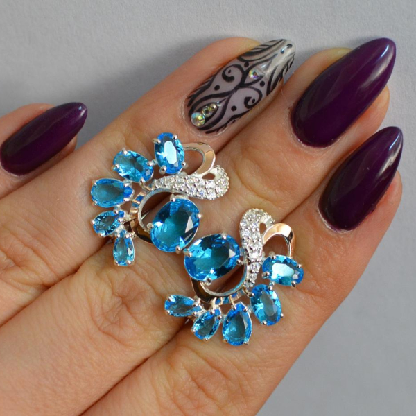 Срібні сережки з золотими накладками