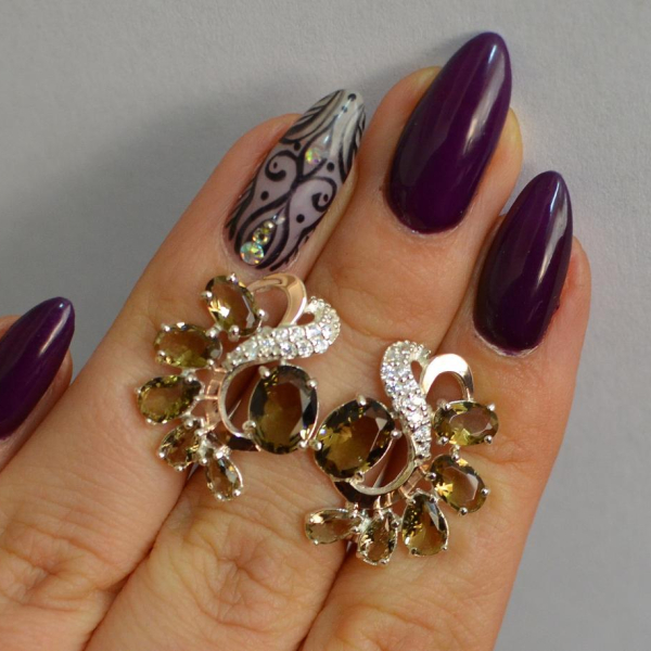 Срібні сережки з золотими накладками