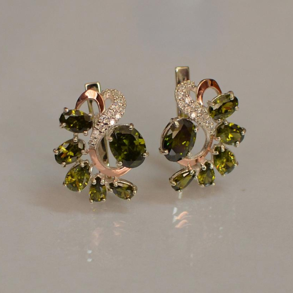 Срібні сережки з золотими накладками