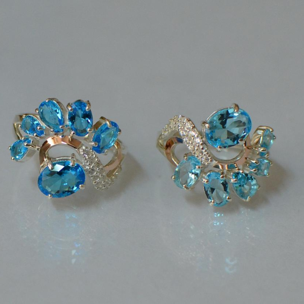 Срібні сережки з золотими накладками