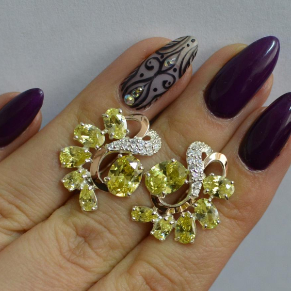 Срібні сережки з золотими накладками