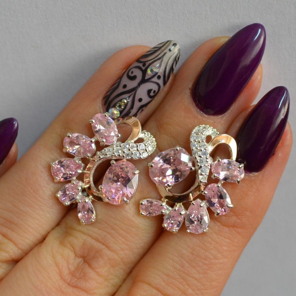 Срібні сережки з золотими накладками