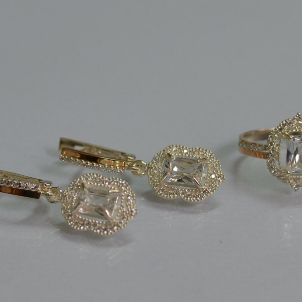 Серебряный набор с золотыми пластинами