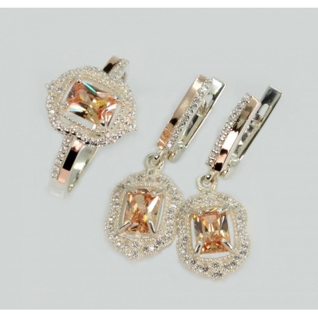 Серебряный набор с золотыми пластинами