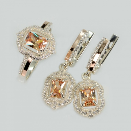 Срібний набір з золотими пластинами