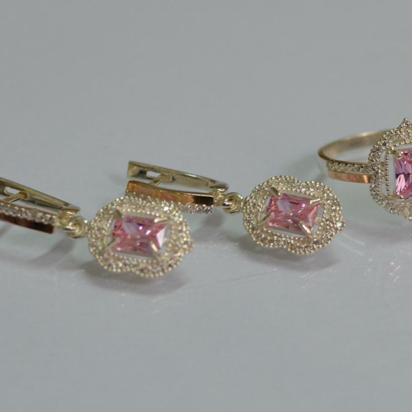 Серебряный набор с золотыми пластинами