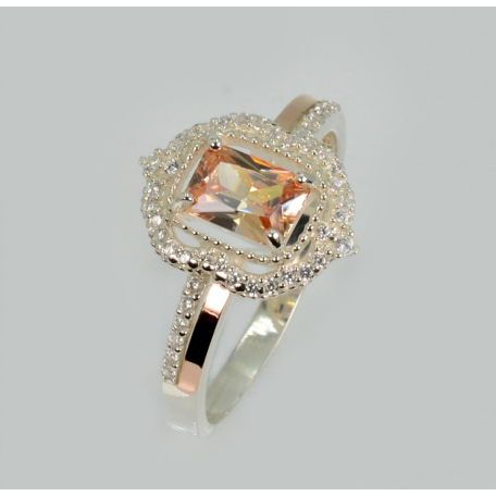 Серебряное кольцо с золотыми вставками