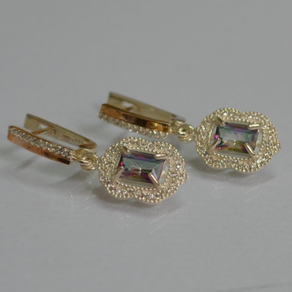 Срібні сережки з золотими вставками