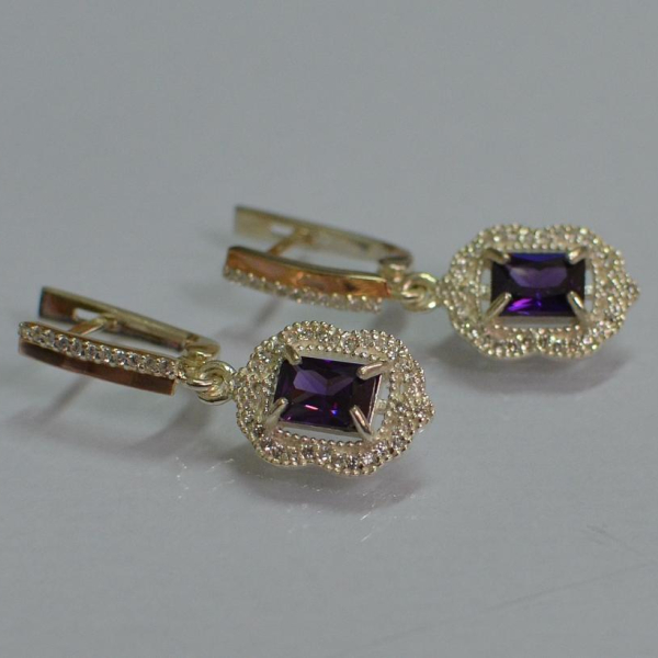 Срібні сережки з золотими вставками