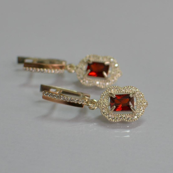 Срібні сережки з золотими вставками