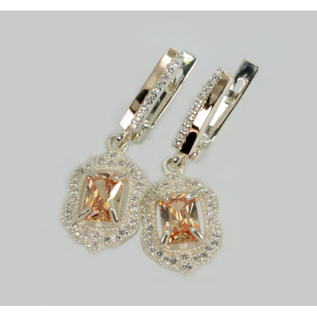 Серебряные серьги с золотыми вставками