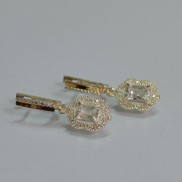 Срібні сережки з золотими вставками