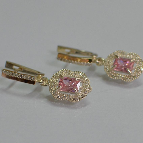 Срібні сережки з золотими вставками