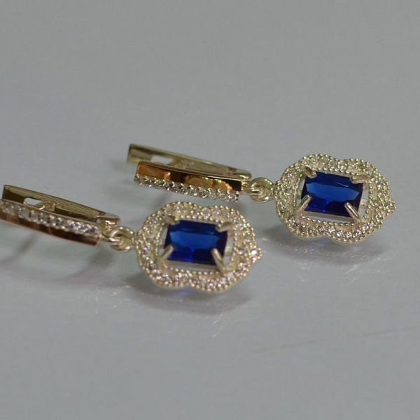 Срібні сережки з золотими вставками