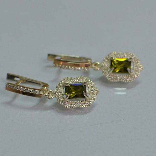 Срібні сережки з золотими вставками