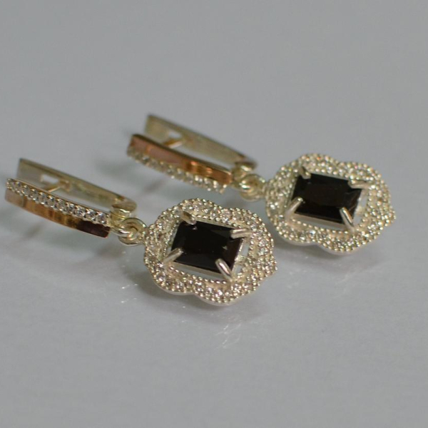 Срібні сережки з золотими вставками