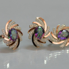 Срібний набір з золотими пластинами