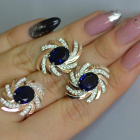 Срібний набір з золотими пластинами