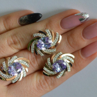 Срібний набір з золотими пластинами