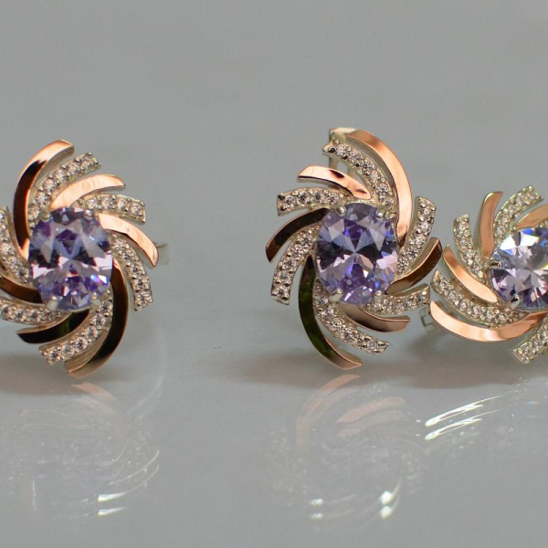 Срібний набір з золотими пластинами