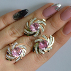 Срібний набір з золотими пластинами