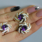 Срібний набір з золотими пластинами