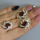 Срібний набір з золотими пластинами