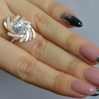 Срібна каблучка з золотими вставками