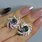 Срібні сережки з золотими вставками