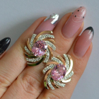 Срібні сережки з золотими вставками