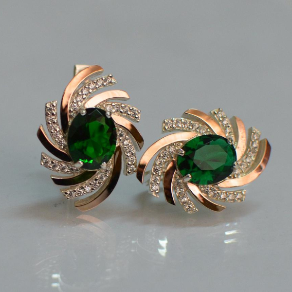 Срібні сережки з золотими вставками