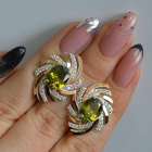 Срібні сережки з золотими вставками