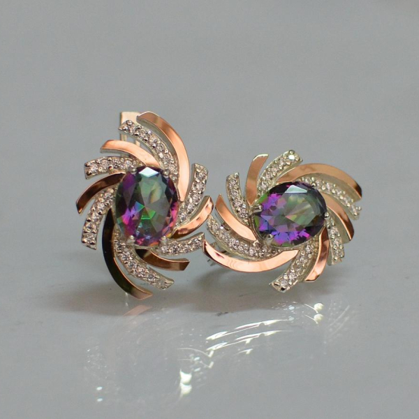 Срібні сережки з золотими вставками