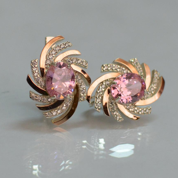 Срібні сережки з золотими вставками