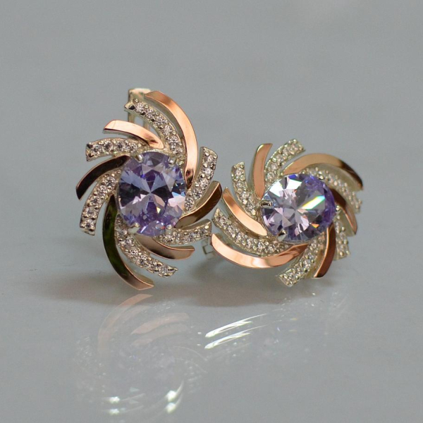 Срібні сережки з золотими вставками