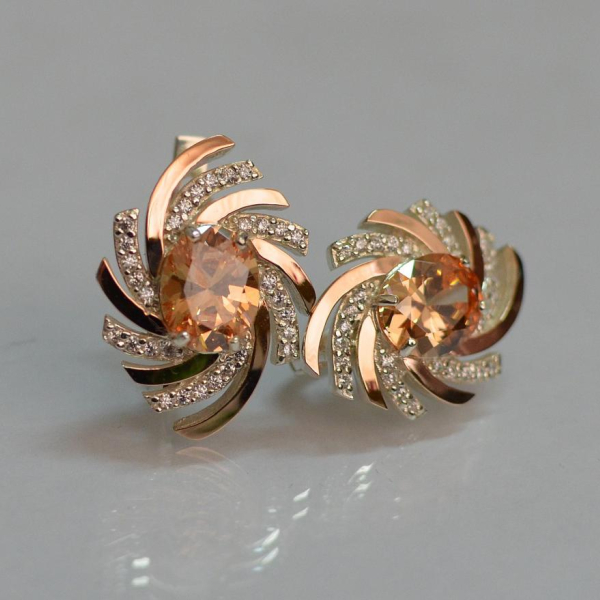 Срібні сережки з золотими вставками