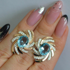 Срібні сережки з золотими вставками