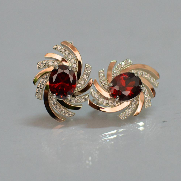 Срібні сережки з золотими вставками