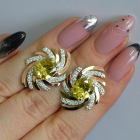 Срібні сережки з золотими вставками