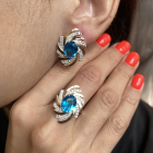 Срібні сережки з золотими вставками