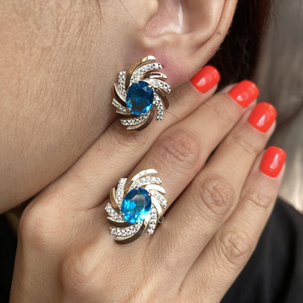 Срібні сережки з золотими вставками