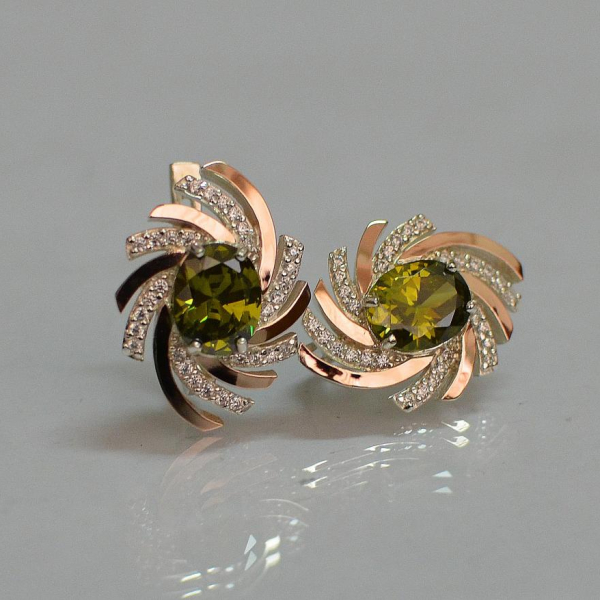 Срібні сережки з золотими вставками