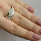 Срібна каблучка з золотими вставками