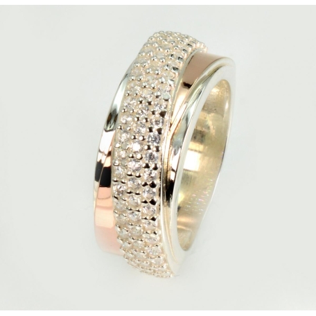 Серебряное кольцо с золотыми вставками