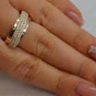 Срібна каблучка з золотими вставками