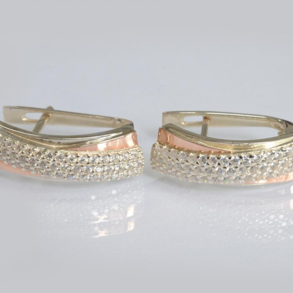 Срібні сережки з золотими вставками