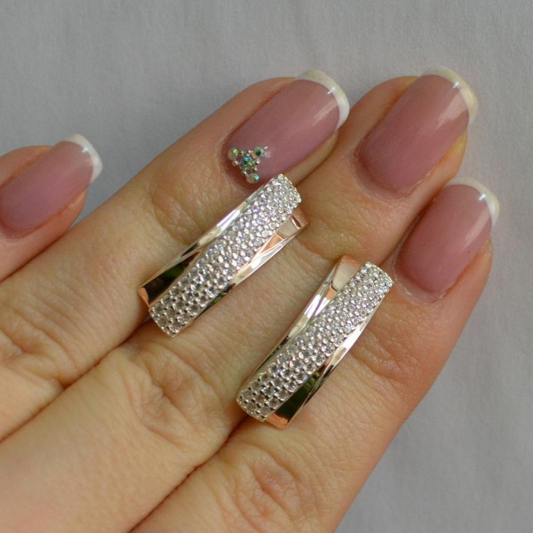 Срібні сережки з золотими вставками