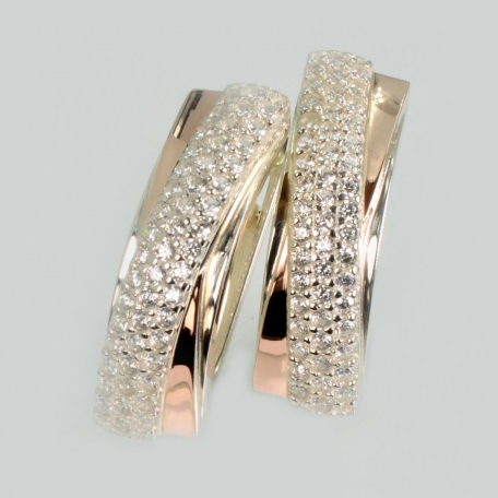 Срібні сережки з золотими вставками